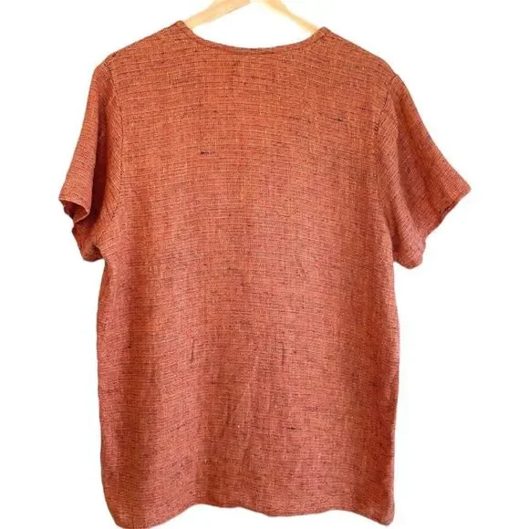 Flax 100% Linen Wrap Button Top - Picture 5 of 9